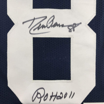 Framed Autographed/Signed Drew Pearson ROH 2011 35x39 Dallas Thanksgiving Day Football Jersey JSA COA