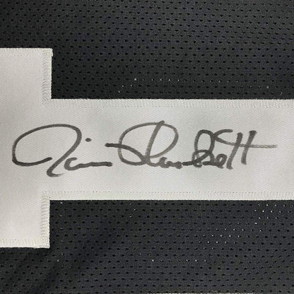 Framed Autographed/Signed Jim Plunkett 35x39 Oakland Black Football Jersey JSA COA