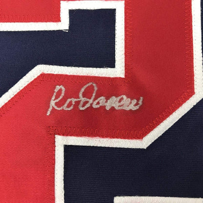 Framed Autographed/Signed Rod Carew 35x39 Minnesota Dark Blue Baseball Jersey JSA COA
