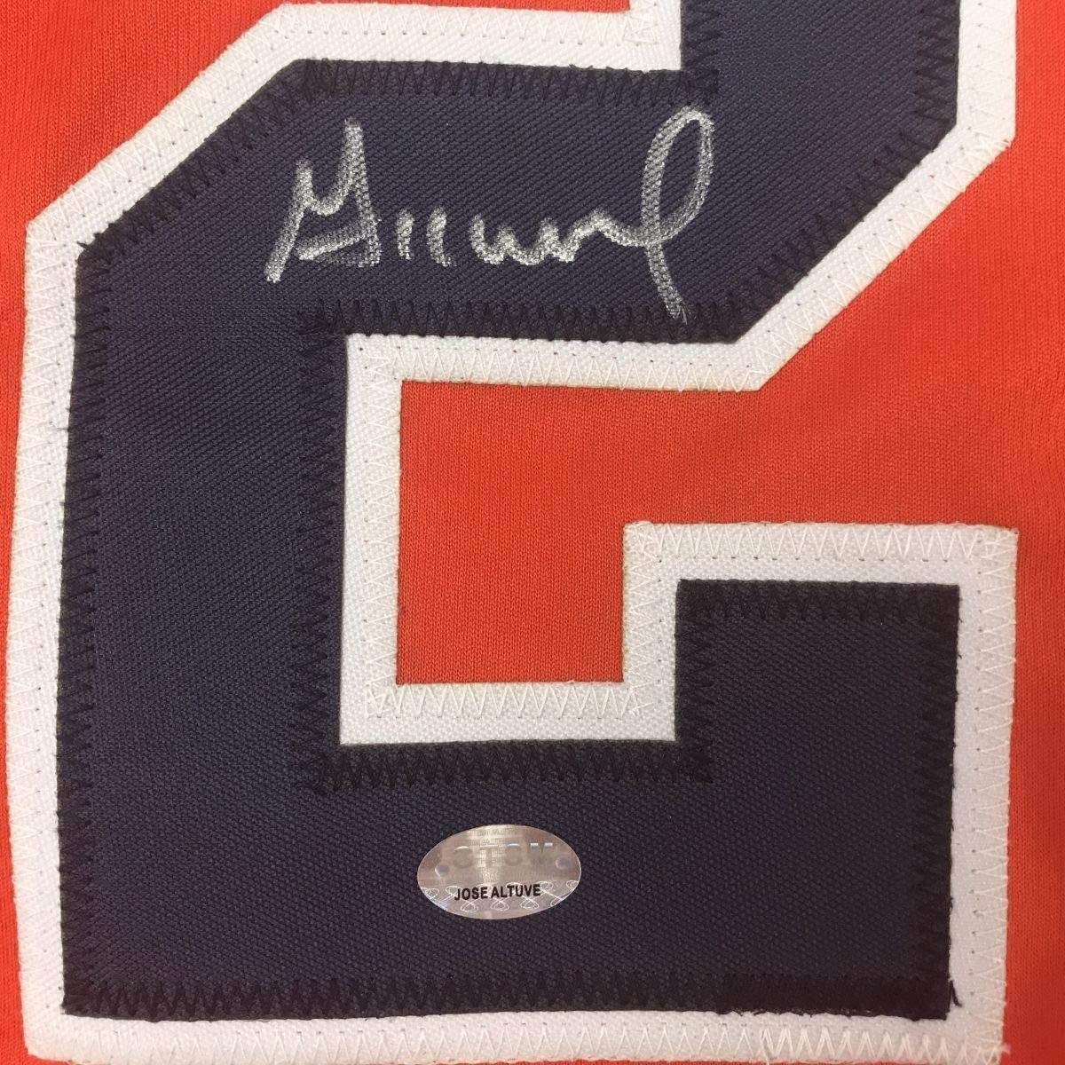 Framed Autographed/Signed Jose Altuve 35x39 Houston Orange Baseball Jersey GTSM COA Holo Only