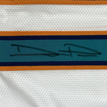 Framed Autographed/Signed Devante Parker 35x39 Miami White Football Jersey JSA COA