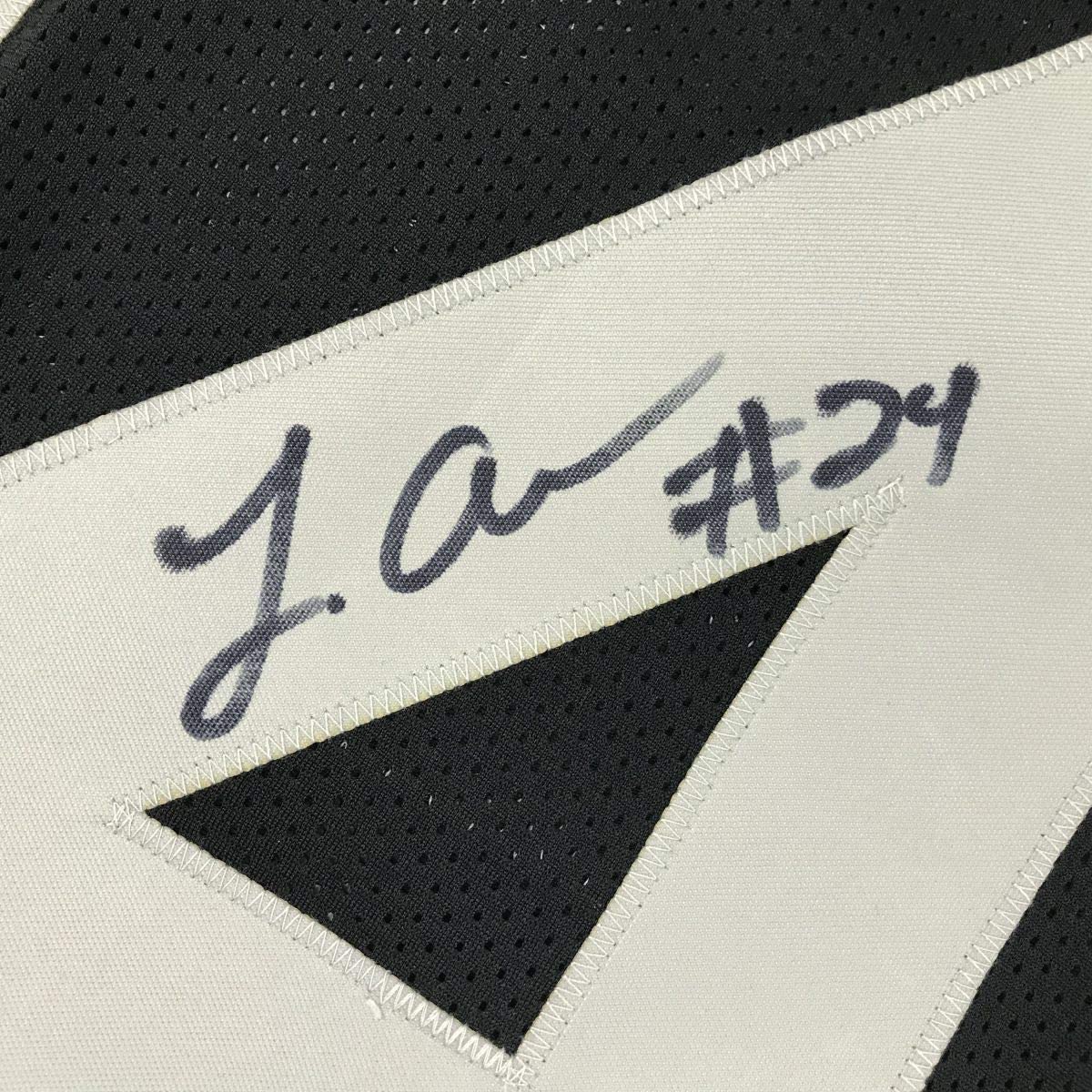 Framed Autographed/Signed Johnathan Abram 35x39 Las Vegas Oakland Black Football Jersey JSA COA