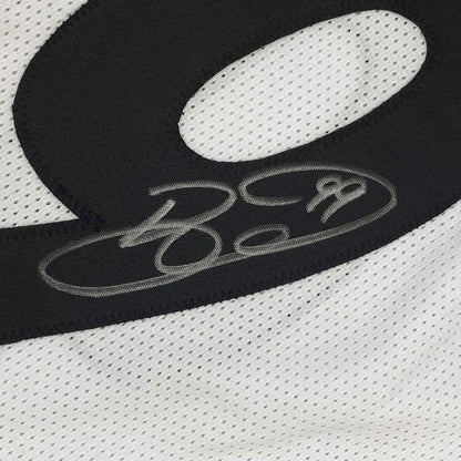 Framed Autographed/Signed Brett Keisel 35x39 Pittsburgh White Football Jersey JSA COA