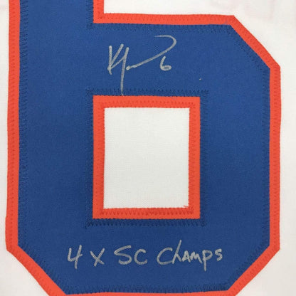 Framed Autographed/Signed Ken Morrow 4x SC Champs 35x39 New York White Hockey Jersey JSA COA