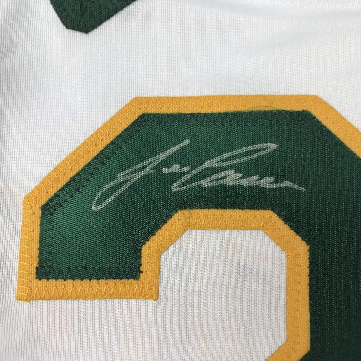 Autographed/Signed Jose Canseco Oakland White Baseball Jersey JSA COA