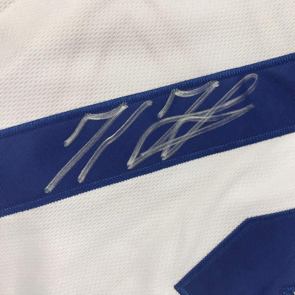 Framed Autographed/Signed Kenley Jansen 35x39 Los Angeles LA White Baseball Jersey PSA/DNA COA