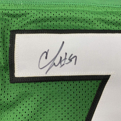 Framed Autographed/Signed CJ C.J. Mosley 35x39 New York Green Football Jersey JSA COA