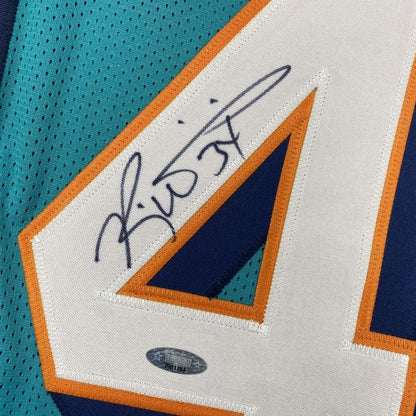 Framed Autographed/Signed Ricky Williams 35x39 Miami Teal Football Jersey Tristar COA Holo
