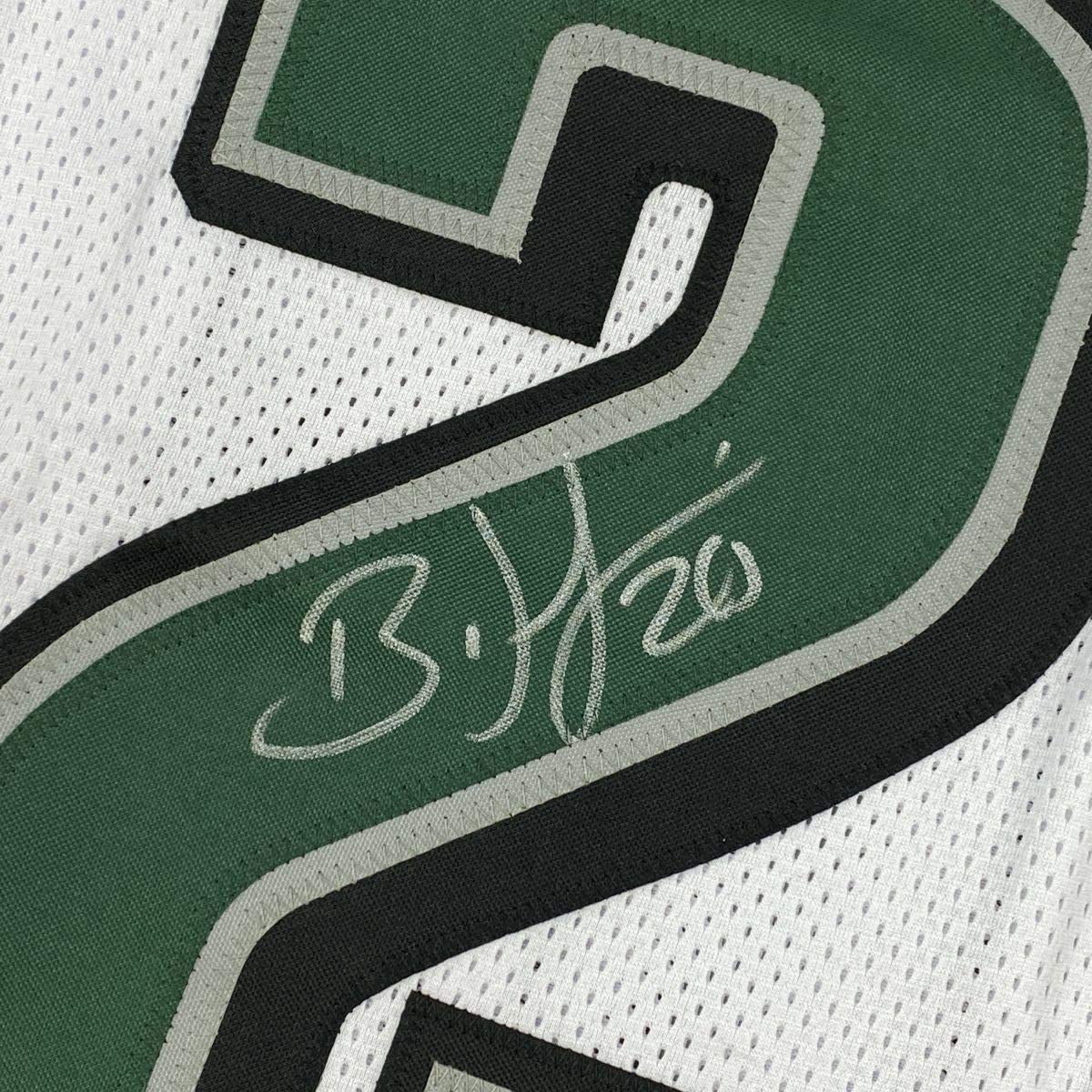 Framed Autographed/Signed Brian Dawkins 35x39 Philadelphia White Football Jersey JSA COA