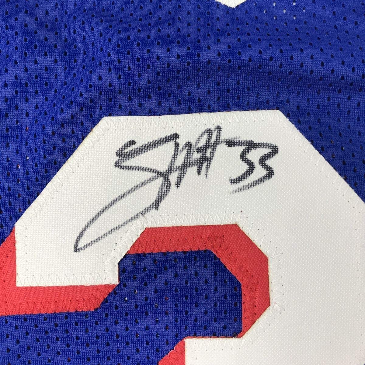 Framed Autographed/Signed Tobias Harris 35x39 Philadelphia Blue Basketball Jersey JSA COA