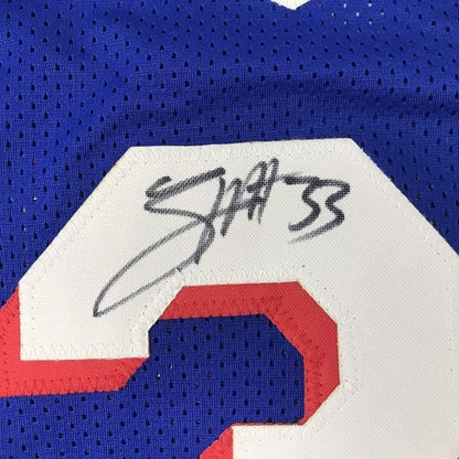 Framed Autographed/Signed Tobias Harris 35x39 Philadelphia Blue Basketball Jersey JSA COA