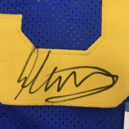 Framed Autographed/Signed Todd Gurley II 35x39 Los Angeles LA Retro Blue Football Jersey Beckett BAS COA