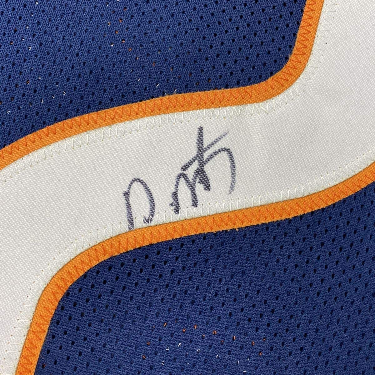 Framed Autographed/Signed David Montgomery 35x39 Chicago Blue Football Jersey JSA COA