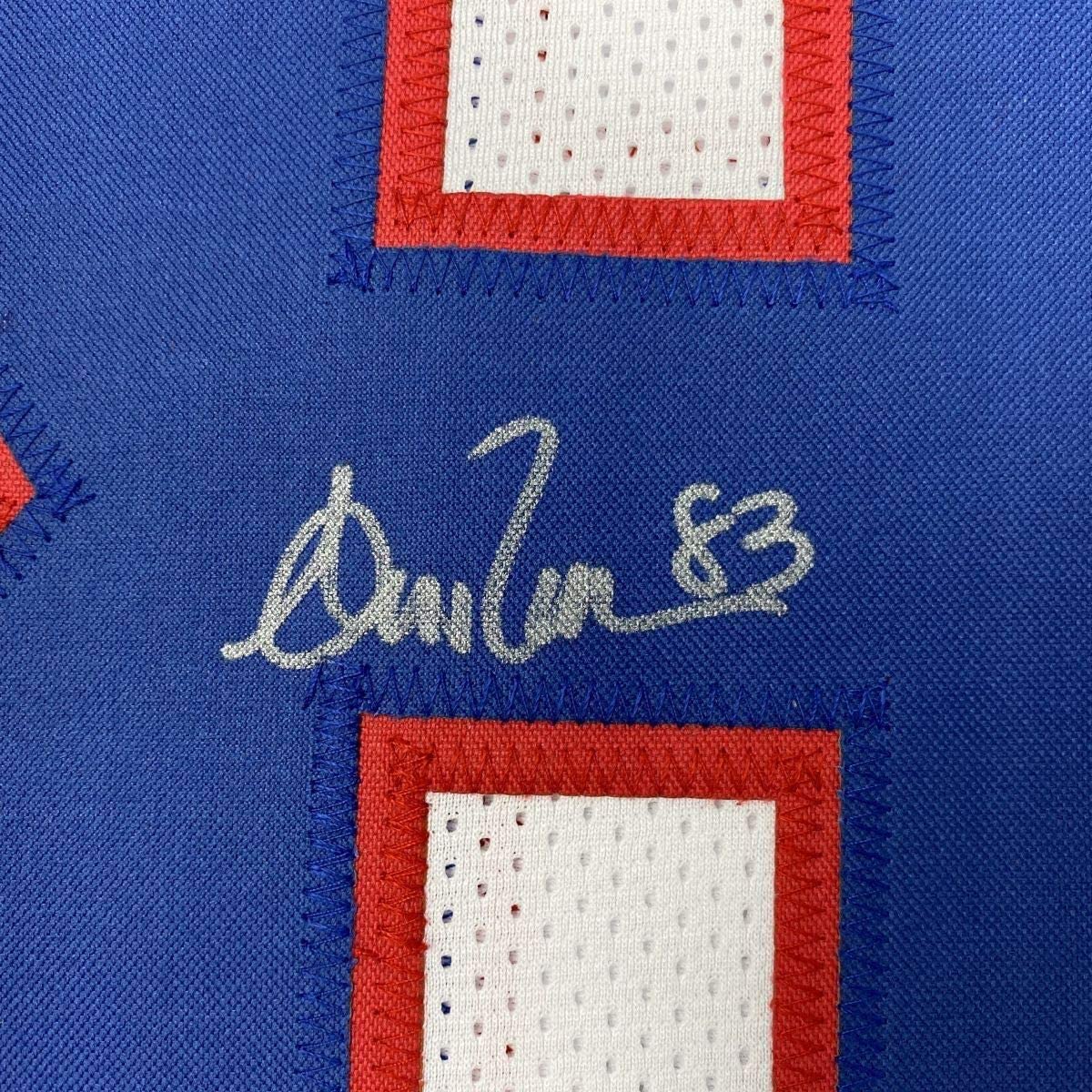 Framed Autographed/Signed Andre Reed 35x39 Buffalo White Football Jersey JSA COA