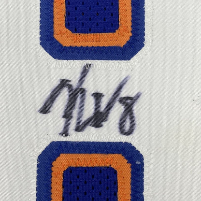 Framed Autographed/Signed Kemba Walker 35x39 New York Blue Basketball Jersey JSA COA
