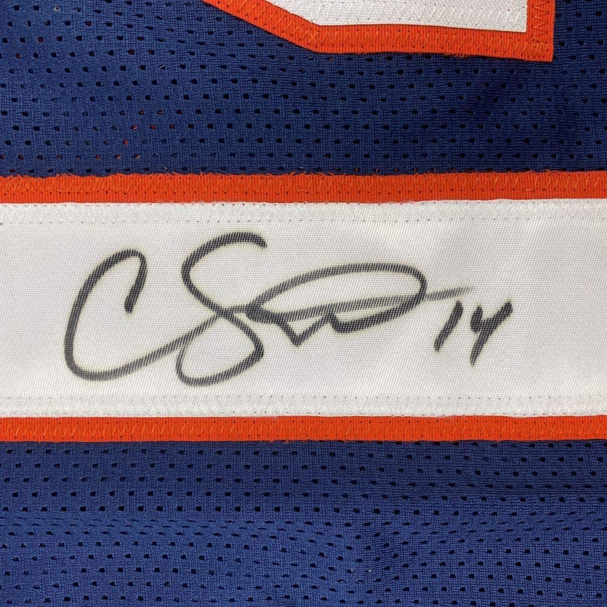 Framed Autographed/Signed Courtland Sutton 35x39 Denver Blue Football Jersey PSA/DNA COA