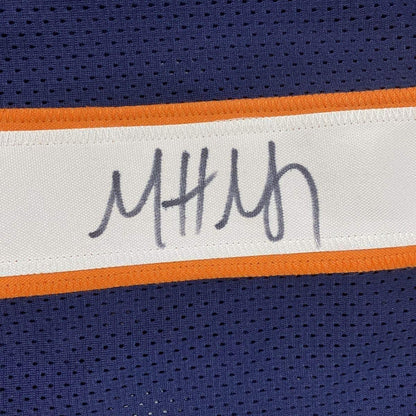 Framed Autographed/Signed Matt Nagy 35x39 Coach Chicago Blue Football Jersey Beckett BAS COA