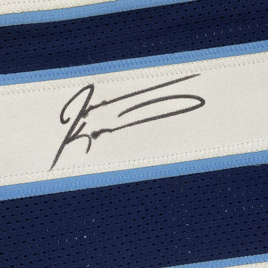 Framed Autographed/Signed Jevon Kearse 35x39 Tennessee Dark Blue Football Jersey JSA COA