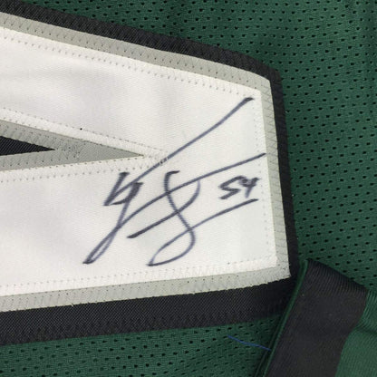Framed Autographed/Signed Jeremiah Trotter 35x39 Philadelphia Green Football Jersey JSA COA