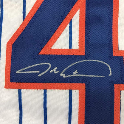 Framed Autographed/Signed Jacob DeGrom 35x39 New York NY Pinstripe Baseball Jersey JSA COA