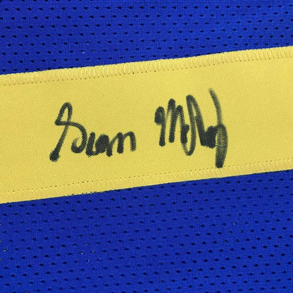 Framed Autographed/Signed Sean McVay 35x39 Los Angeles LA Retro Blue Football Jersey Beckett BAS COA