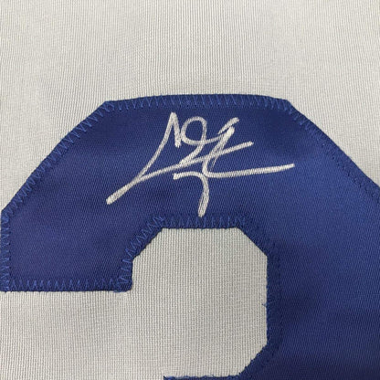 Framed Autographed/Signed Chris Taylor 35x39 Los Angeles LA Grey Baseball Jersey JSA COA