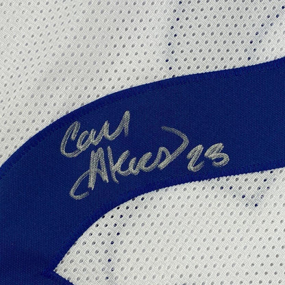 Framed Autographed/Signed Cam Akers 35x39 Los Angeles LA White Football Jersey JSA COA