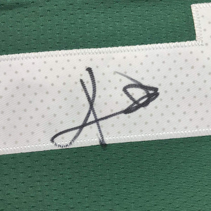 Framed Autographed/Signed Kyrie Irving 35x39 Boston Green Basketball Jersey JSA COA
