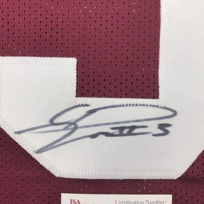 Framed Autographed/Signed Calvin Ridley 35x39 Alabama Maroon College Football Jersey JSA COA
