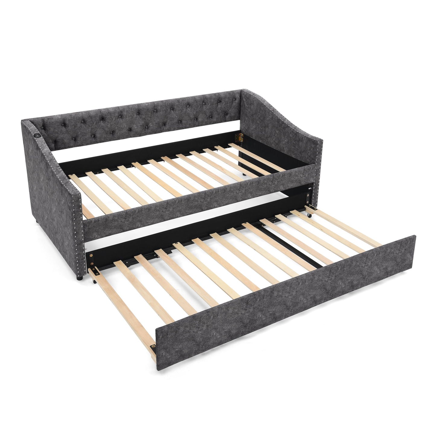 Upholstered Daybed With USB Charging & Pull Out Bed