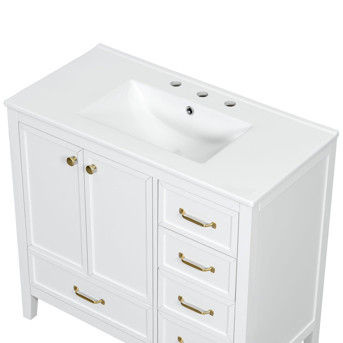 Elegant Vintage Bathroom Vanity With Sink and Soft Closing Drawers