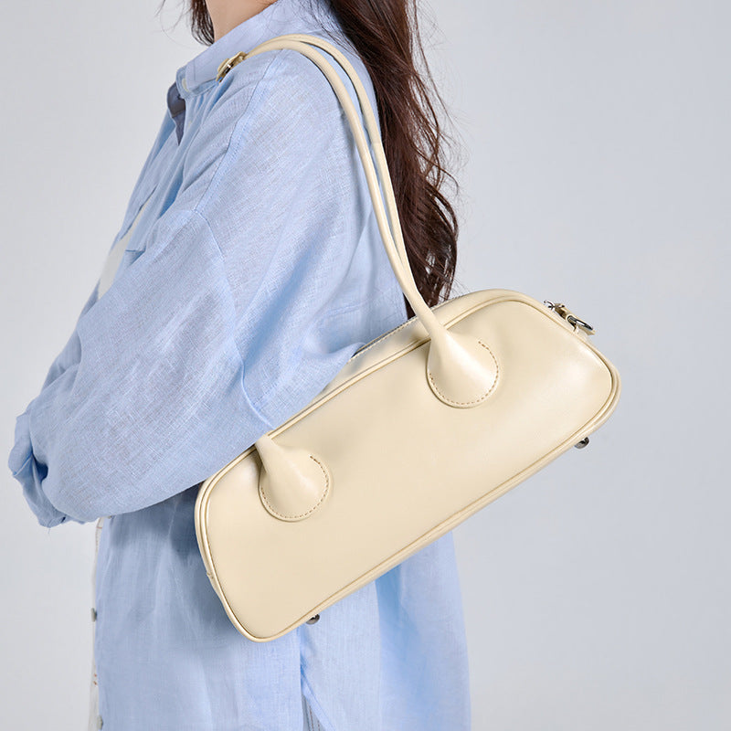 Womens Minimalist Genuine Leather Underarm Bag