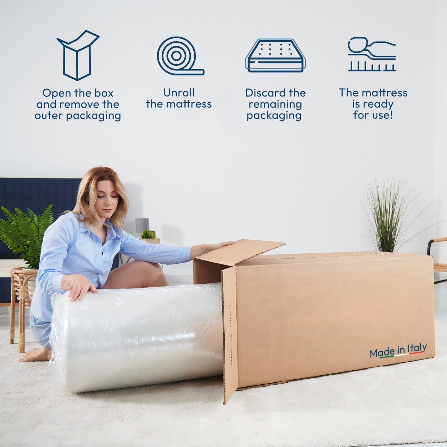 12'' Hybrid Mattress, Cooling Memory Foam & Pocket Springs Medium Firm - White - Queen