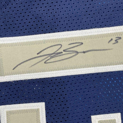 Framed Autographed/Signed Jalen Brunson 35x39 Dallas Dark Blue Basketball Jersey JSA COA