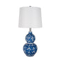 D13x25.7' Blue and White Round Two-Tiered Ceramic Vase Lamp