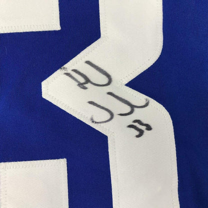 Framed Autographed/Signed Henrik Sedin 35x39 Vancouver Blue Hockey Jersey JSA COA Holo Only