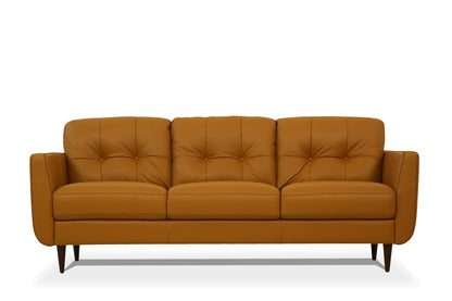 Radwan Camel Leather Sofa (Assembled)