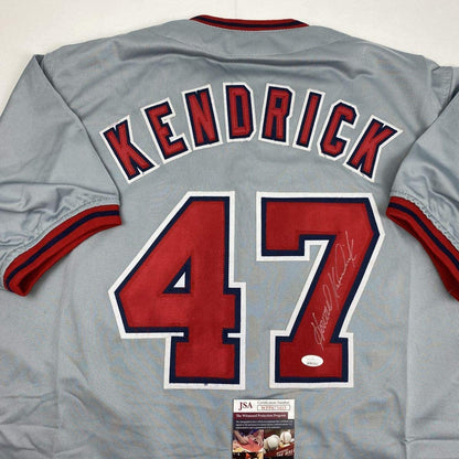 Autographed/Signed Howie Kendrick Washington Grey Baseball Jersey JSA COA