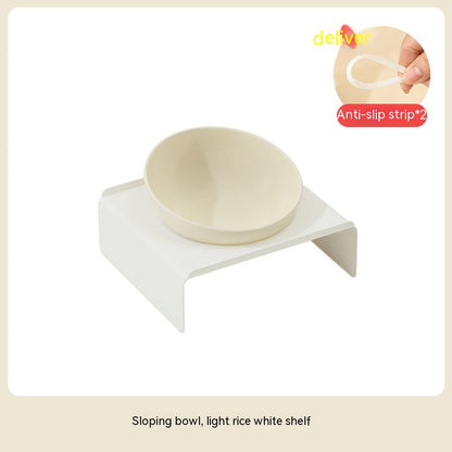 Ceramic Bevel Beveled Bowl Pet Cat Bowl