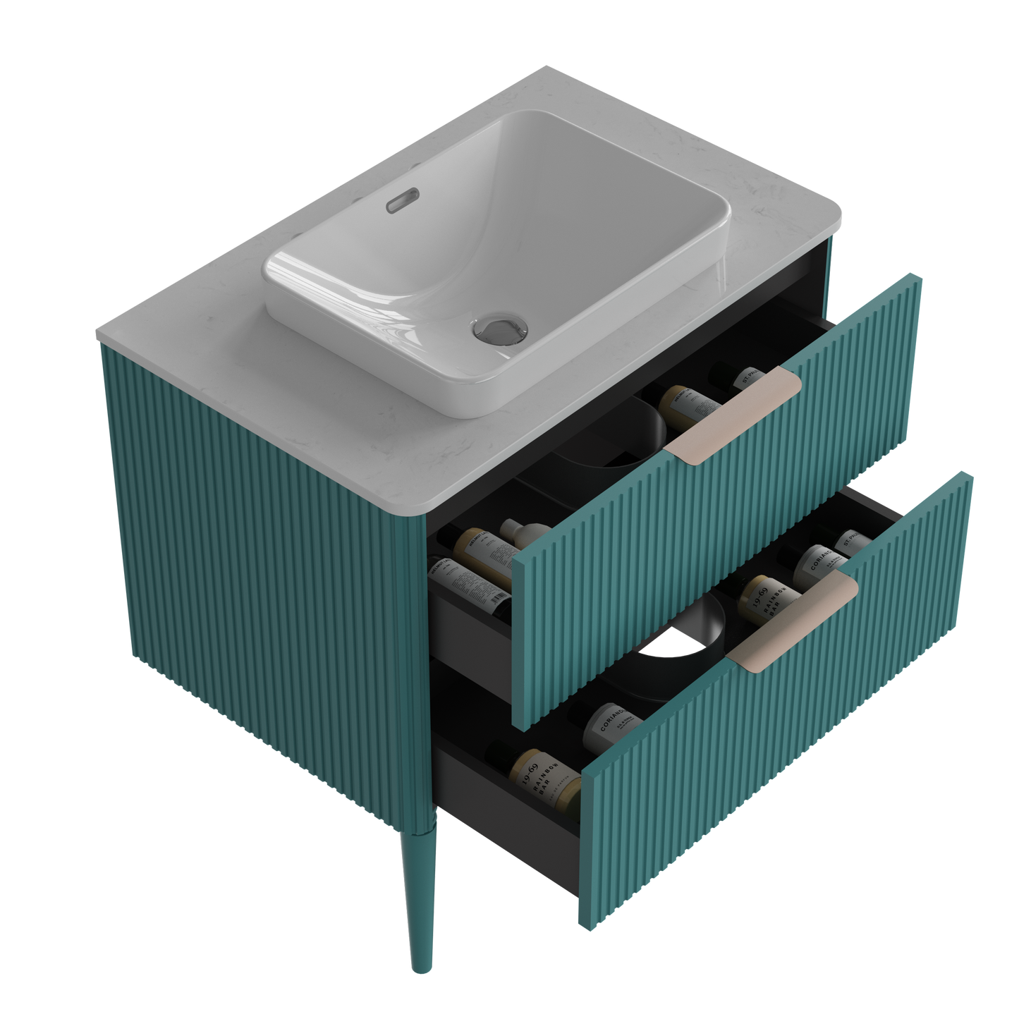 Elena Striped Aquamarine Bathroom Vanity Without Sink