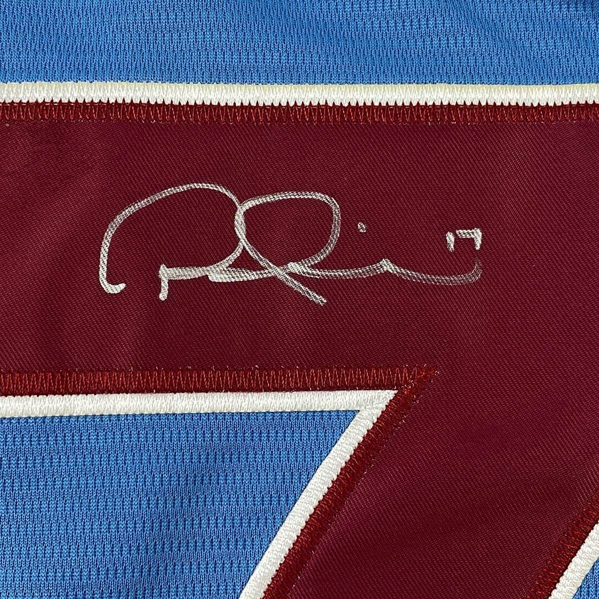 Framed Autographed/Signed Rhys Hoskins 35x39 Philadelphia Retro Blue Baseball Jersey Beckett BAS COA
