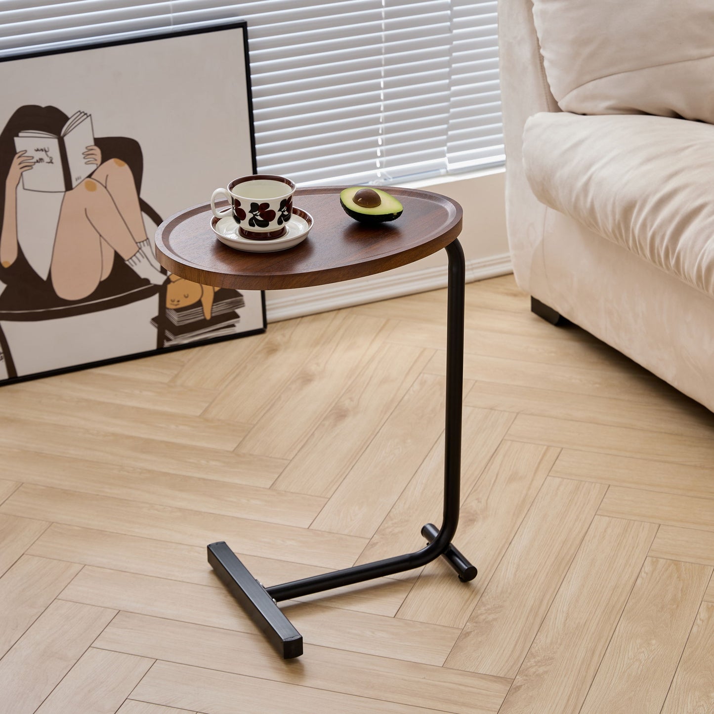 C-Shaped Side Table for Sofa and Bedroom