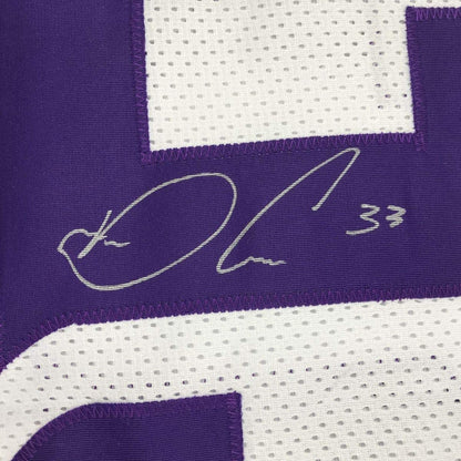Framed Autographed/Signed Dalvin Cook 35x39 Minnesota White Football Jersey JSA COA