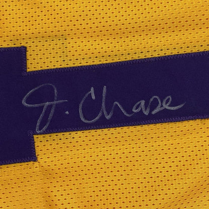 Framed Autographed/Signed Ja'Marr Chase 35x39 LSU Yellow College Football Jersey JSA COA