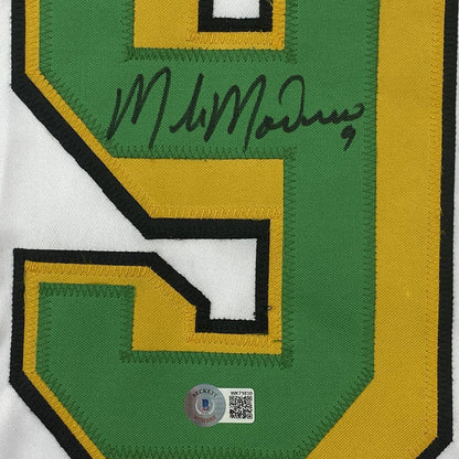 Framed Autographed/Signed Mike Modano 35x39 Minnesota White Hockey Jersey Beckett BAS COA