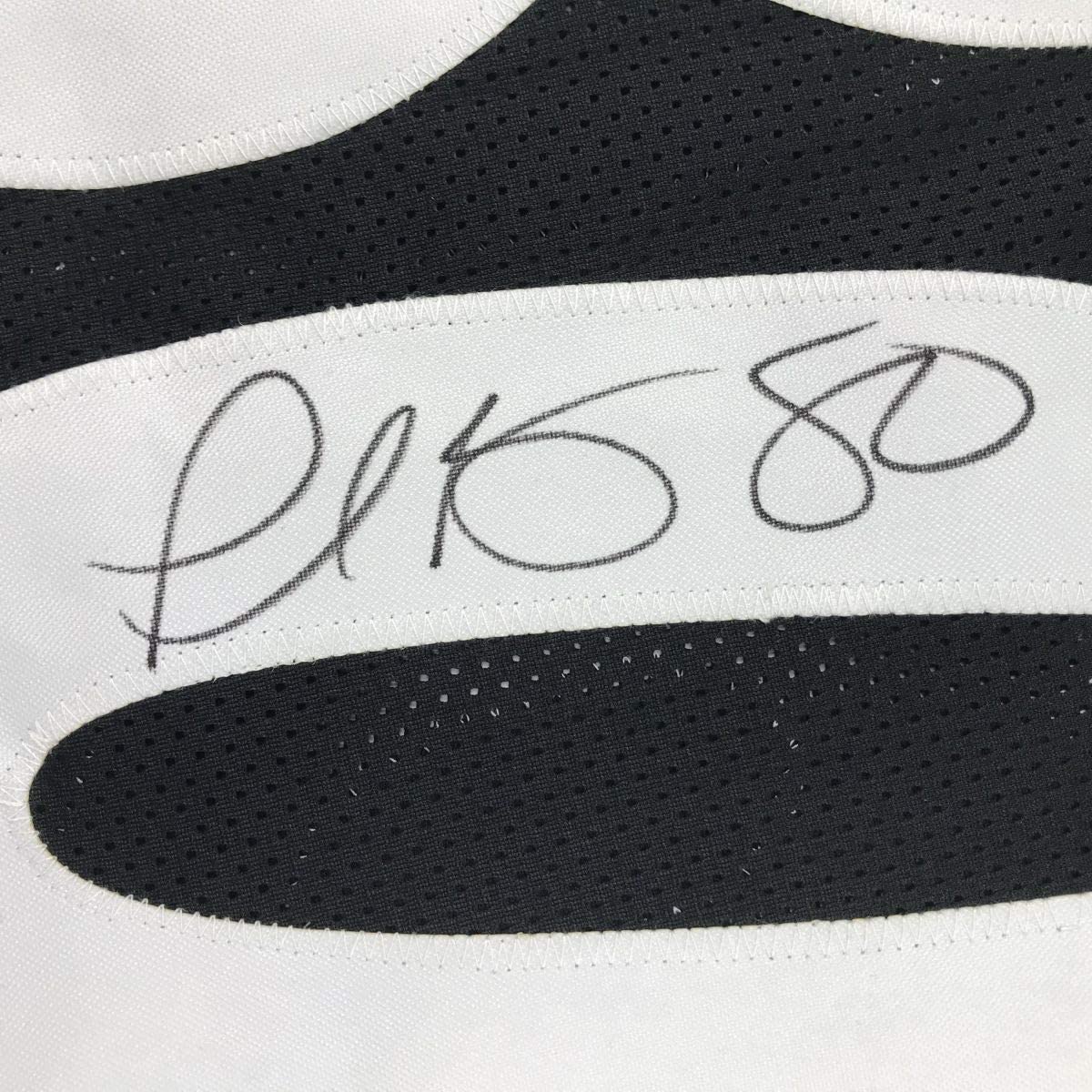 Framed Autographed/Signed Plaxico Burress 35x39 Pittsburgh Black Football Jersey JSA COA