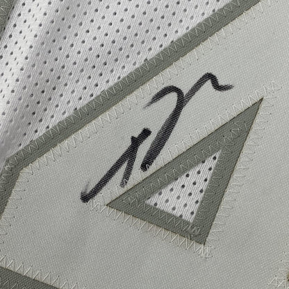 Framed Autographed/Signed Giannis Antetokounmpo 35x39 Milwaukee White Ice Basketball Jersey JSA COA