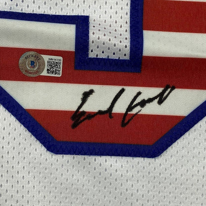 Framed Autographed/Signed Earl Campbell 35x39 Houston White USA Football Jersey Beckett BAS COA
