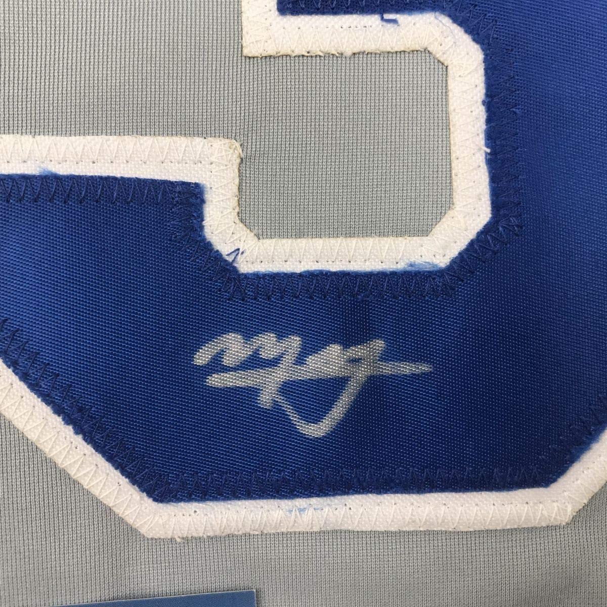 Framed Autographed/Signed Manny Machado 35x39 San Diego Grey Baseball Jersey Beckett BAS COA