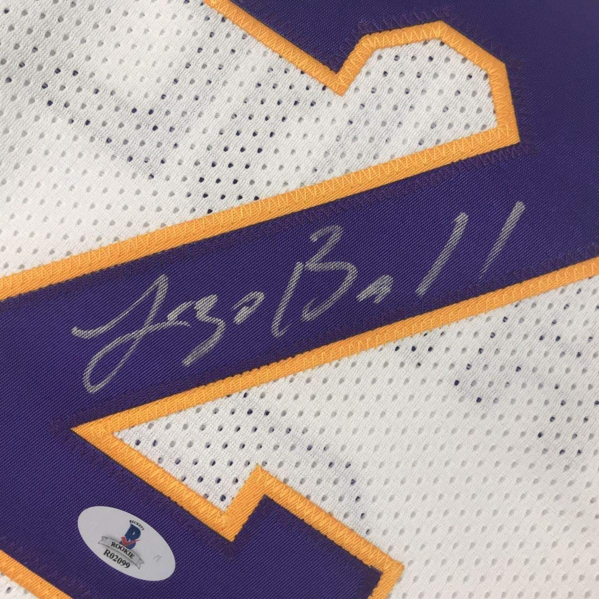Framed Autographed/Signed Lonzo Ball 35x39 Los Angeles White Basketball Jersey Beckett BAS COA